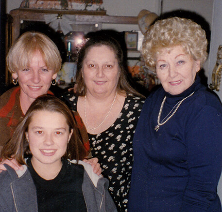 Saskia with Helen, Marilyn and Lillian in February 1997